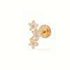 Piercing trio de flores opalo blanco