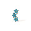Piercing trio de flores turquesa