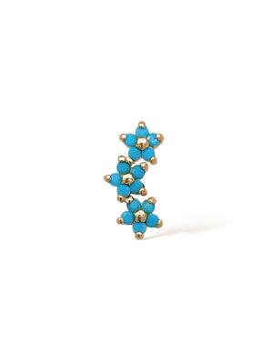 Piercing trio de flores turquesa