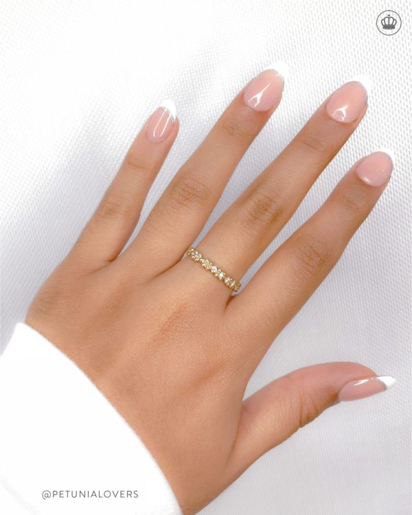 Anillo medio rivier flores diamantes