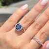 Anillo Diana azul oval