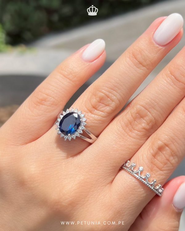 Anillo Diana azul oval - Imagen 2