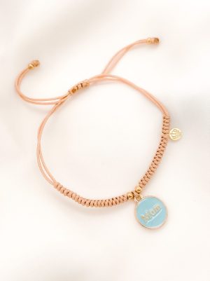 Pulsera Mom colgante celeste