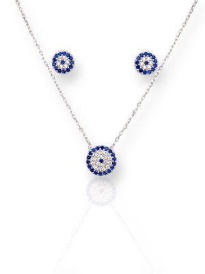 Juego ojo cristal plata