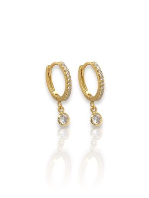 Argollas chispa colgante dorado