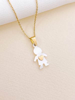 Dije niño nácar oro