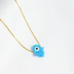 Cadena Hamsa celeste oro