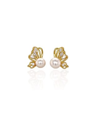 Aretes mariposa perla