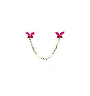 Piercing Doble Mariposa Fucsia