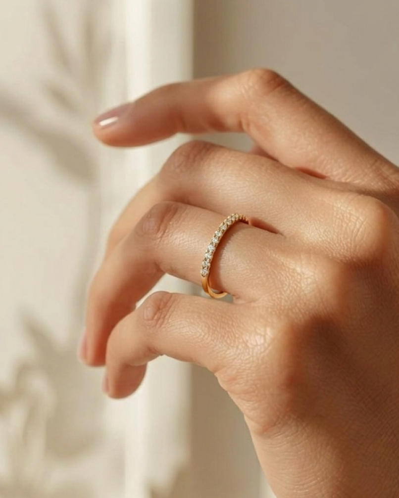 medio rivier blanco Anillo medio rivier blanco - Imagen 1