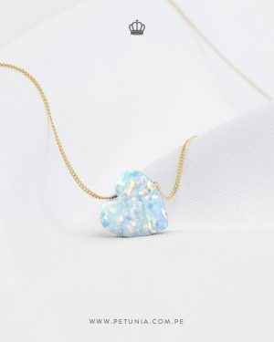 Cadena Corazon Opalo Blanco