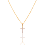Cadena Cruz Cristal petit dorado