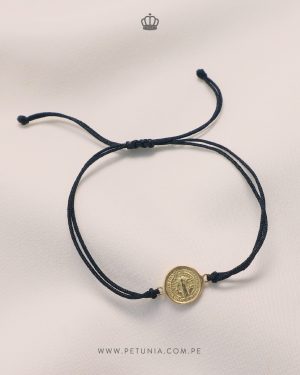 Pulsera San Benito Negro oro 8 mm