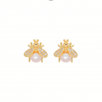 Aretes Queen pearl dorado