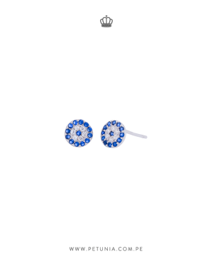 Aretes ojito cristal plata