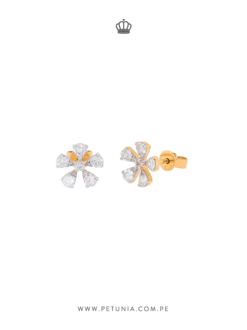 Aretes Flor petalos Diamantes
