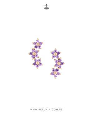 Aretes trio de flores morado
