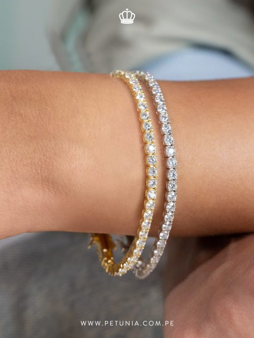 Pulsera Tennis Moissanita 4 mm dorado