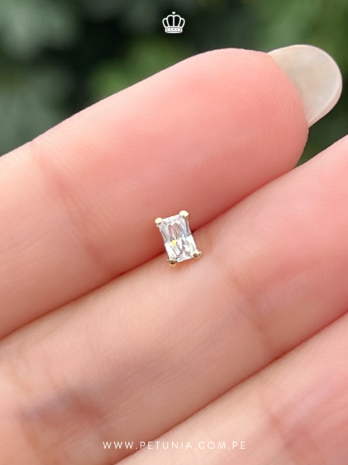 Piercing solitario baguette 6mm