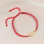 Pulsera San Benito rojo oro 10mm