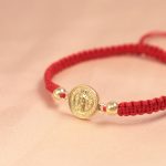 Pulsera San Benito Rojo Oro 10mm