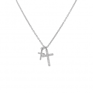 Cadena doble Cruz plata