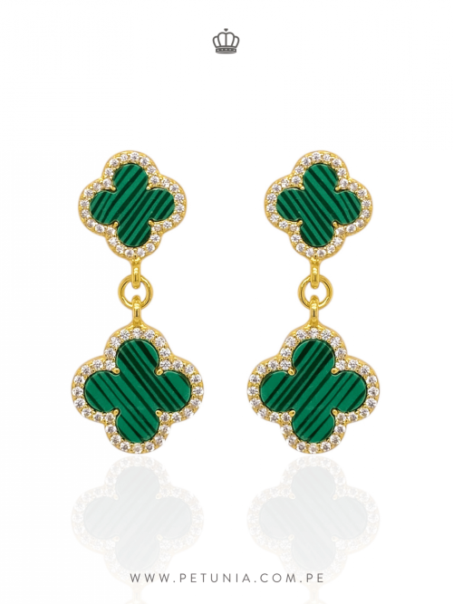 Aretes Abril verde doble