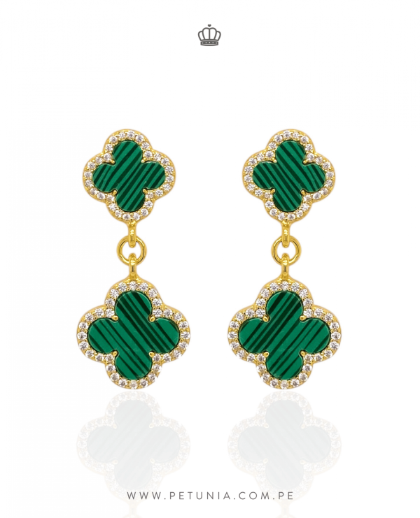 Aretes Abril verde doble