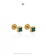 Aretes Trebol Malaquita