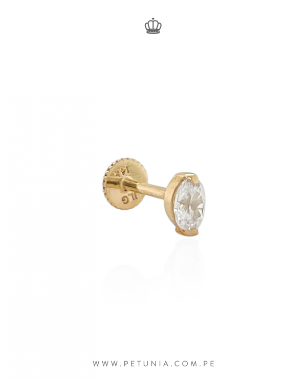 Piercing Solitario oval blanco