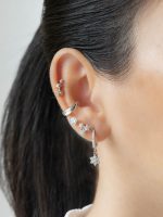 Argollas roseta colgante plata - Imagen 2