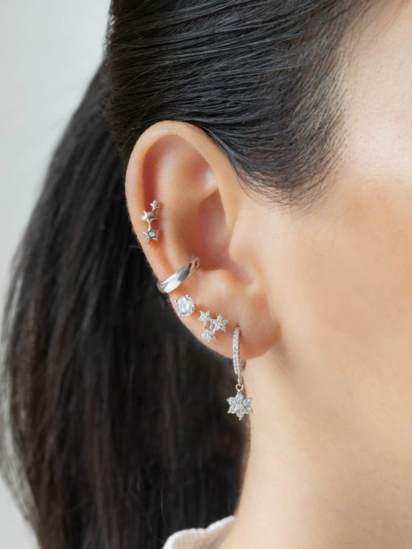 Argollas roseta colgante plata - Imagen 2