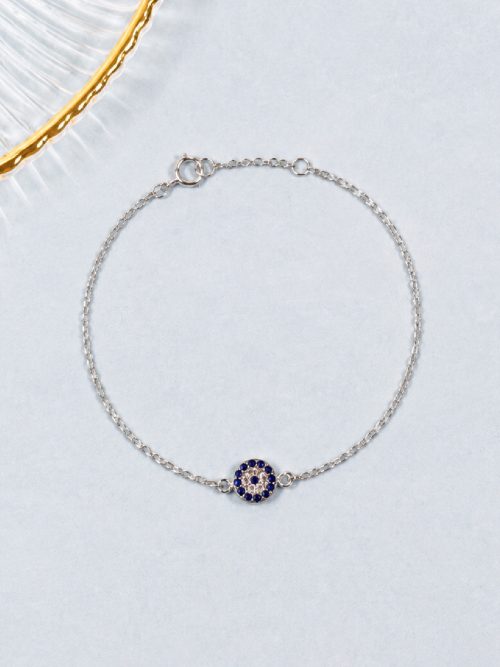 Pulsera ojo cristal plata