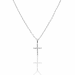 Cadena cruz cristal petit plata