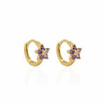 Argollas roseta dorada morado