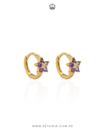 Argollas roseta dorada morado