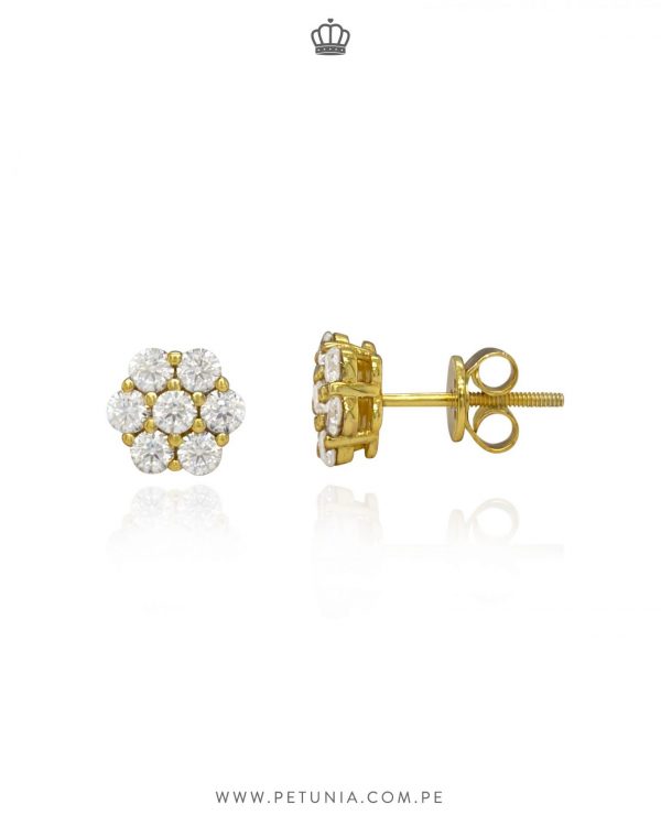 Aretes Layla Moissanita 8 mm dorado - Imagen 3