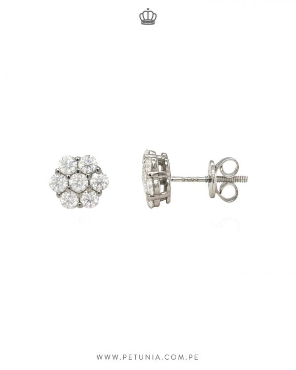 Aretes Layla Moissanita 8 mm plata - Imagen 2