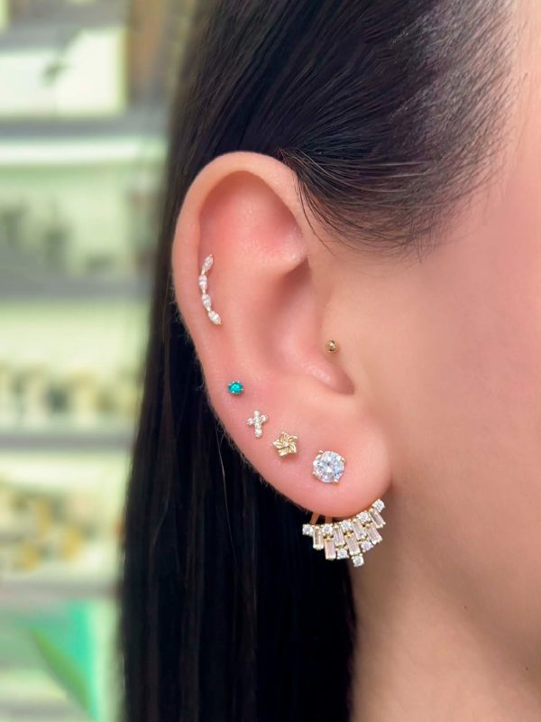 Aretes Ear Jacket Candelabro dorado - Imagen 2