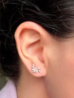 Aretes Arco Flores plata - Imagen 2