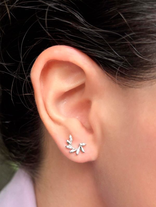 Aretes Arco Flores plata - Imagen 2