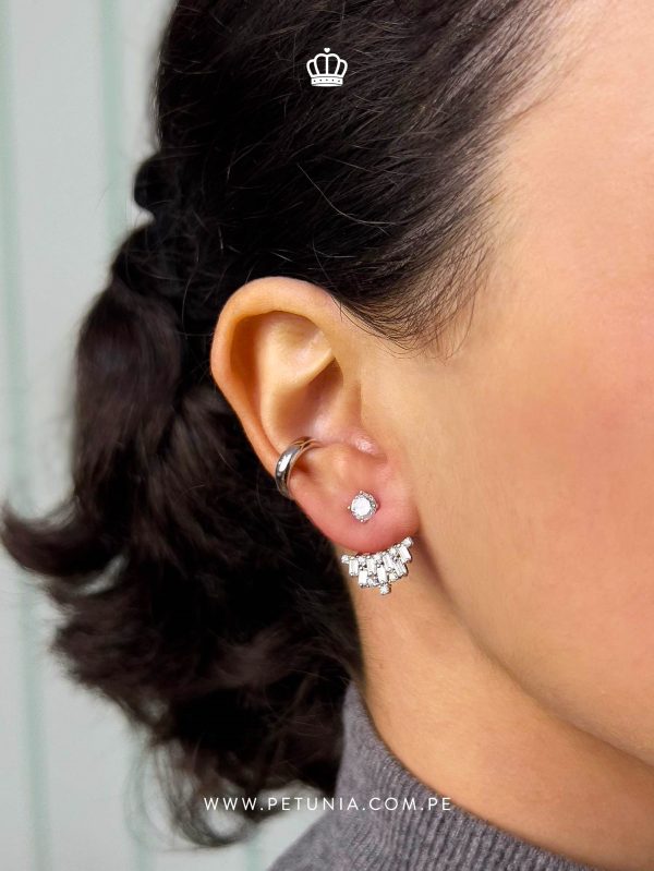 Aretes Ear Jacket Candelabro plata - Imagen 2