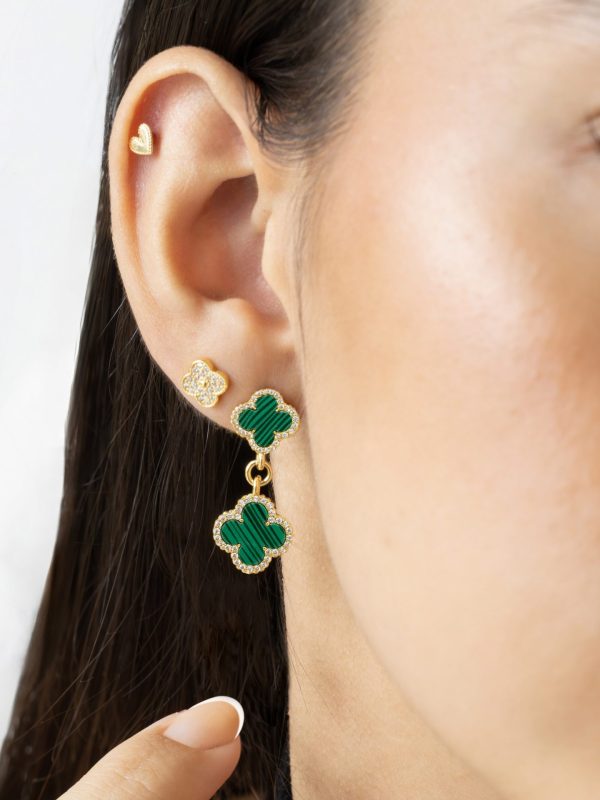 Aretes Abril verde doble