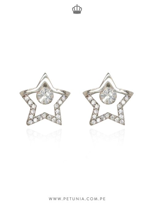 Aretes Estrella cristal plata
