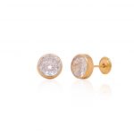 Aretes Solitario Bezel 6mm