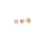 Aretes Solitario Bezel 3mm