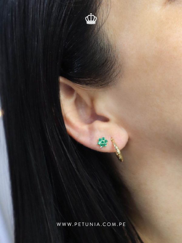 Aretes Rose 7 mm verde - Imagen 2