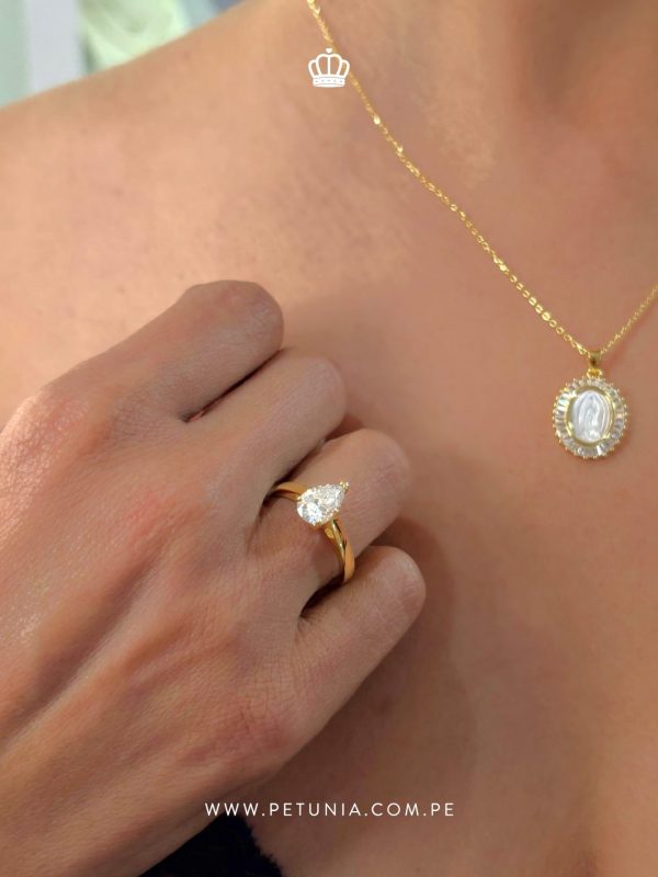 Anillo Nina Moissanita dorado - Imagen 2