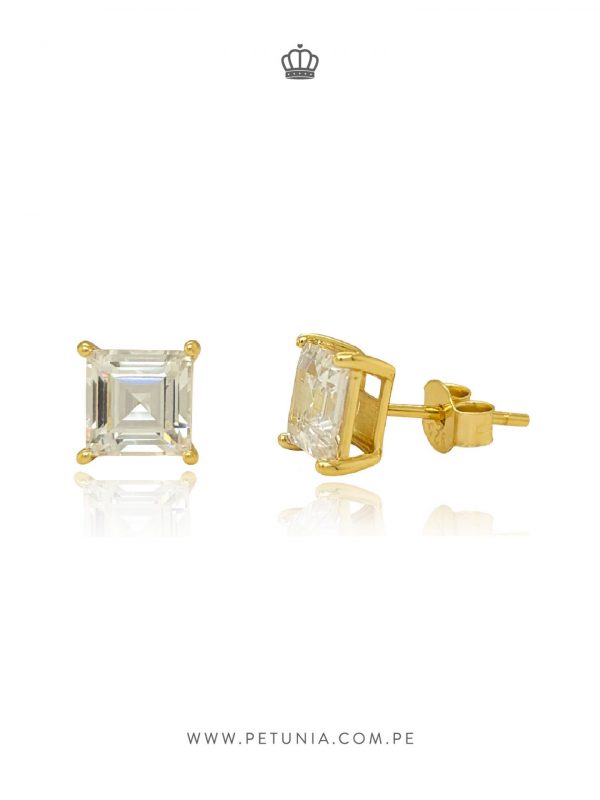 Aretes Bianca cubo dorado - Imagen 2