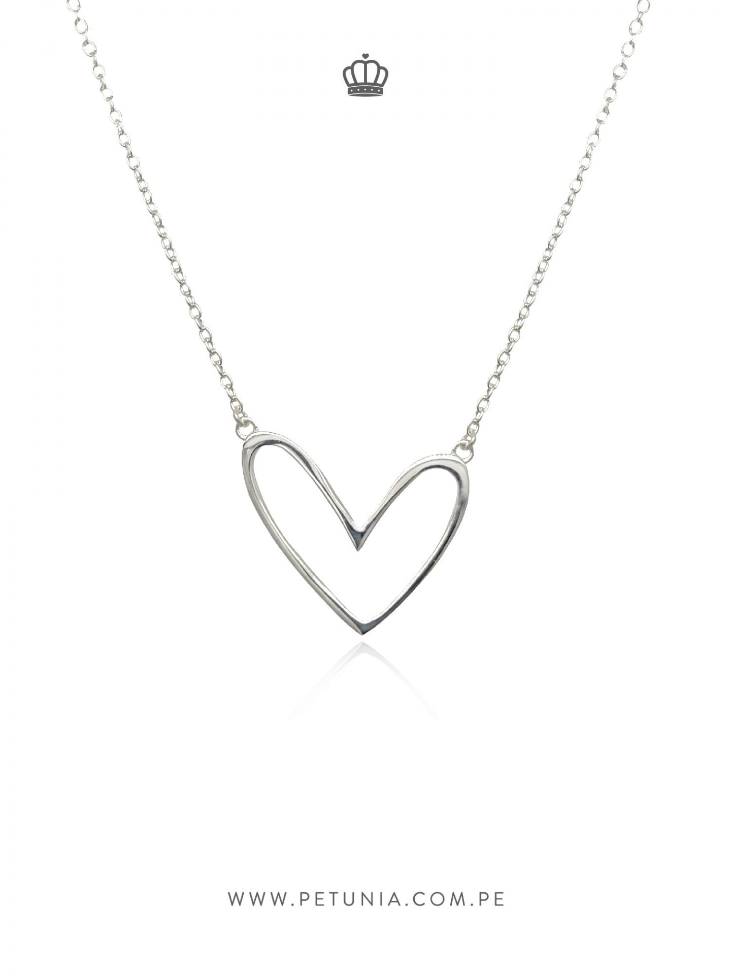 cadena corazon calado plata